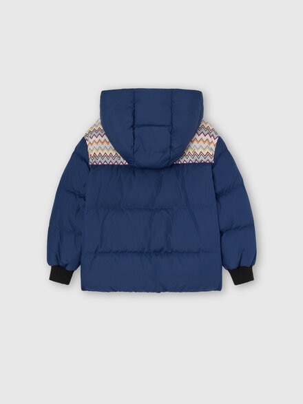 Hooded down jacket with zigzag inserts, Multicoloured  - KS25WF02BV00IGS72O6
