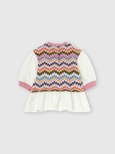 Cotton dress with zigzag inserts, Multicoloured  - KS25WG00BV00IFS01H2
