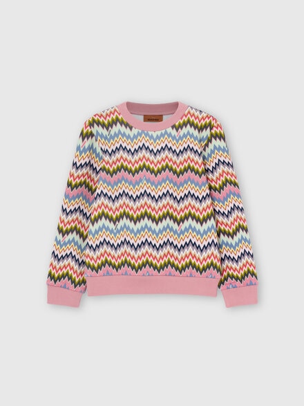 Crewneck sweatshirt in pure cotton, Multicoloured  - KS25WW02BV00IFS30FS
