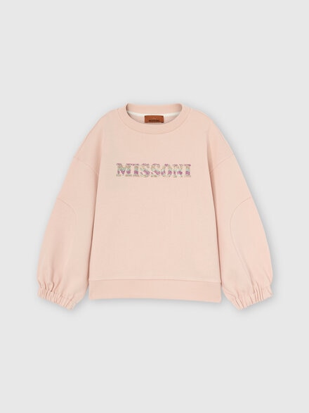 Crewneck sweatshirt in pure cotton, Pink  - KS25WW05BV00IFS30FT