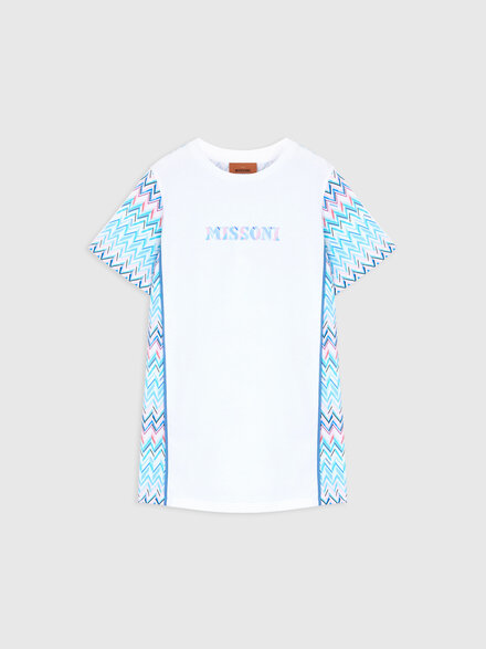 Robe courte &agrave; manches courtes avec logo imprim&eacute; et d&eacute;tails zig zag, Multicolore  - KS26SG01BV00JHSM923