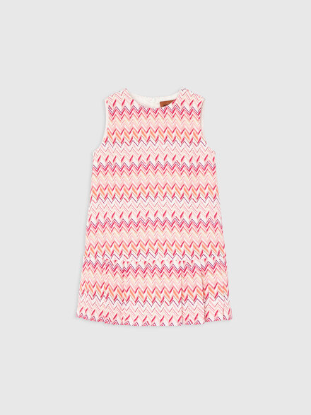 Short dress with flounce in pure viscose, White  - KS26SG03BV00JHS30GC