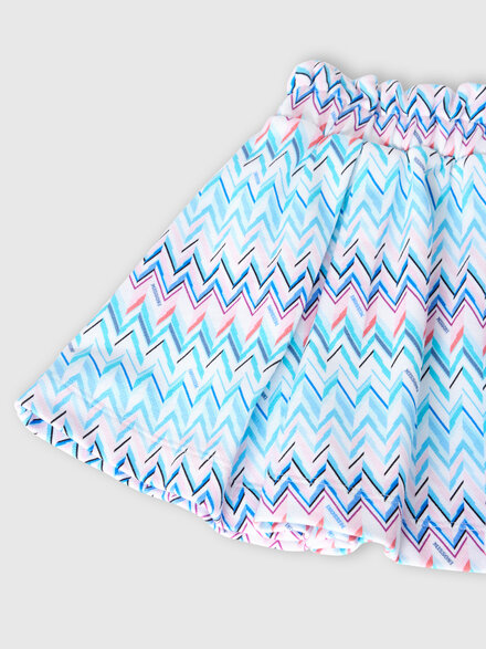 Minirock aus reiner Baumwolle mit Zickzack-Motiv, Wei&szlig;  - KS26SH00BV00JHSMSPA