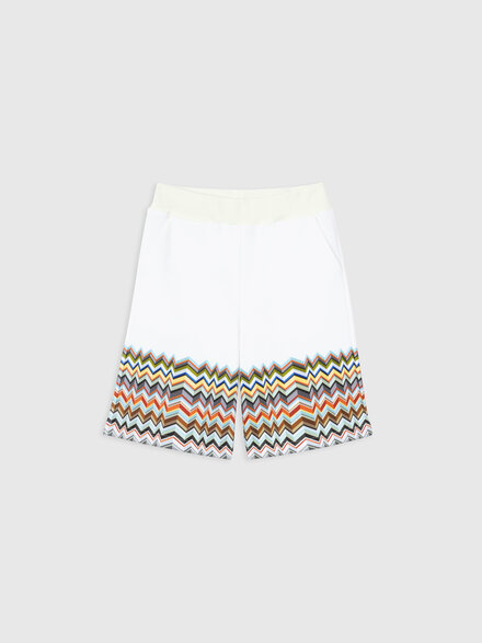 Pure cotton shorts with zig zag detail, White & Multicoloured - KS26SI00BV00JIS019C
