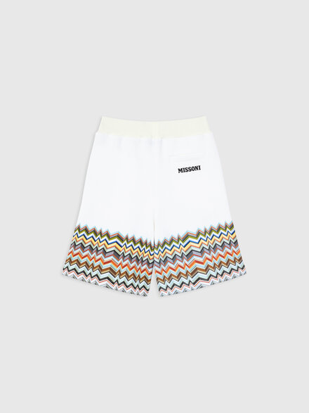 Pure cotton shorts with zig zag detail, White & Multicoloured - KS26SI00BV00JIS019C