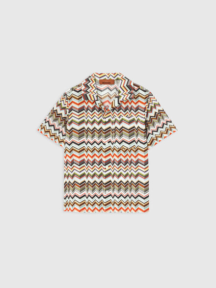 Hemd aus reiner Baumwolle mit Zickzack-Motiv, Mehrfarbig  - KS26SJ00BV00JISMSMW