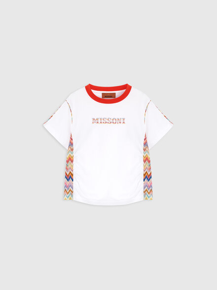 Pure cotton t-shirt, White & Multicoloured - KS26SL00BV00JHS019C