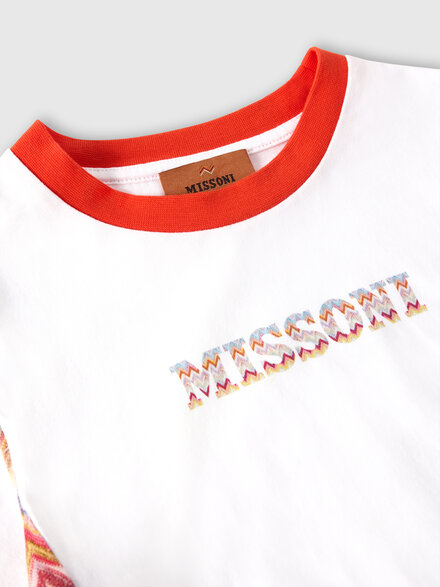 Pure cotton t-shirt, White & Multicoloured - KS26SL00BV00JHS019C