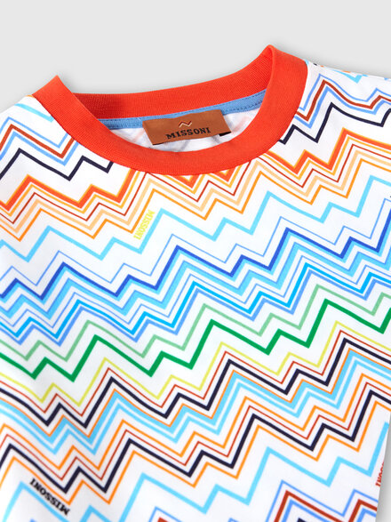 Crew-neck t-shirt in pure cotton, White & Multicoloured - KS26SL02BV00JIS019C