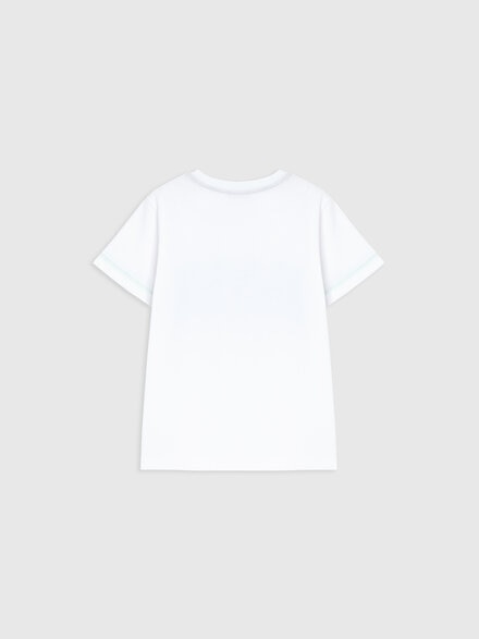 T-shirt in puro cotone con stampa zig zag, Bianco & Multicolore - KS26SL03BV00JIS019C