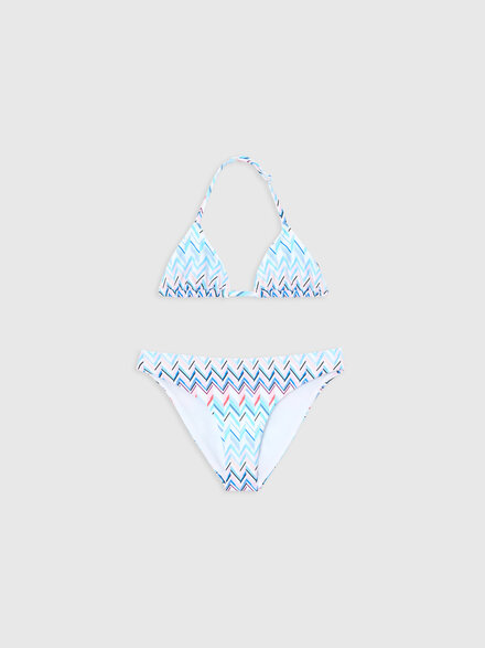 Bikini with zig zag print and logo, White  - KS26SP00BV00JHSMSPA