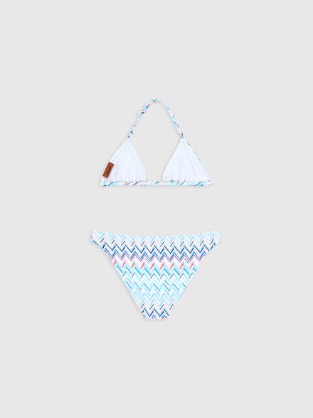 Bikini with zig zag print and logo, White  - KS26SP00BV00JHSMSPA