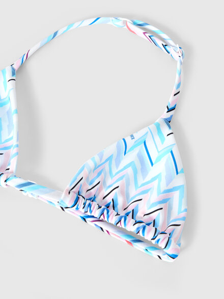 Bikini with zig zag print and logo, White  - KS26SP00BV00JHSMSPA