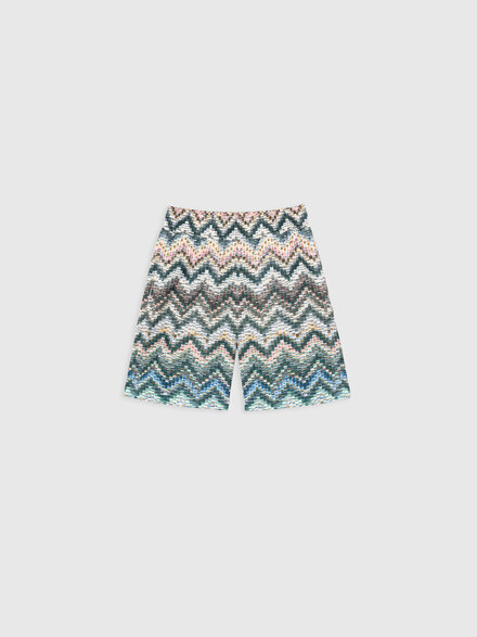 Mid-length swim shorts with abstract zig zag print, Multicoloured  - KS26SP03BV00JISM927