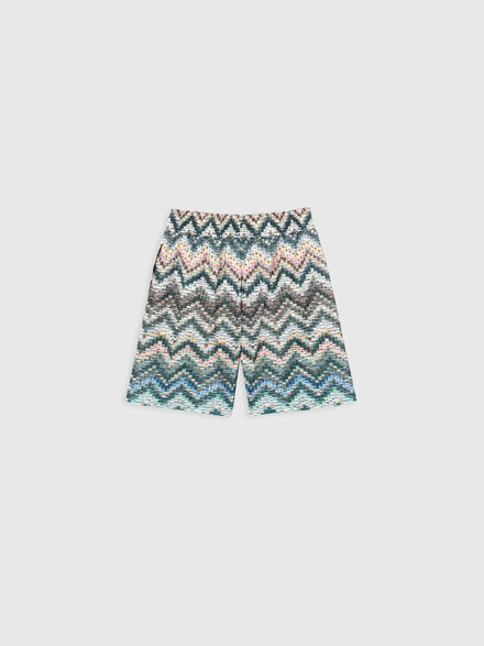 Mid-length swim shorts with abstract zig zag print, Multicoloured  - KS26SP03BV00JISM927