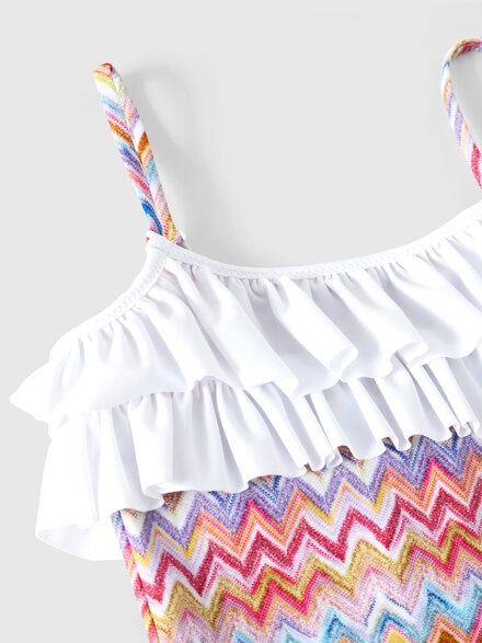 Costume intero con stampa zug zag e balze, Multicolore  - KS26SP06BV00JHSM923