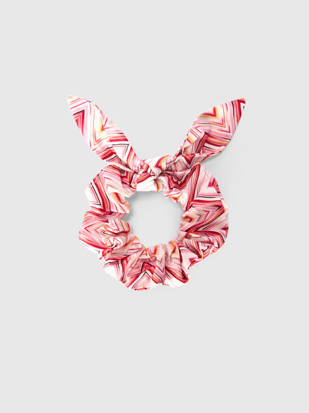 Pure cotton scrunchies with zig zag motif, White  - KS26SS03BV00JHS30GC