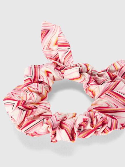 Pure cotton scrunchies with zig zag motif, White  - KS26SS03BV00JHS30GC