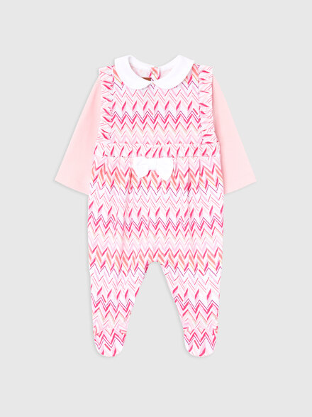 3-piece set with zig zag print, White & Fuchsia - KS26SU00BV00JIS30CM