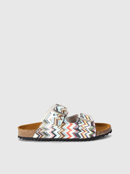 Double-strap sandals with zig zag motif, Multicoloured  - KS26SY01BV00JISMSMW