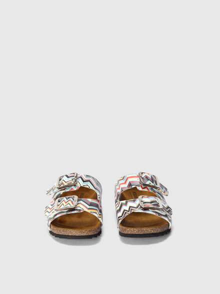 Double-strap sandals with zig zag motif, Multicoloured  - KS26SY01BV00JISMSMW