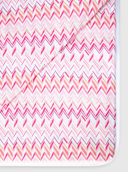 Pure cotton blanket with zig zag motif, White & Fuchsia - KS26SZ00BV00JIS30CM