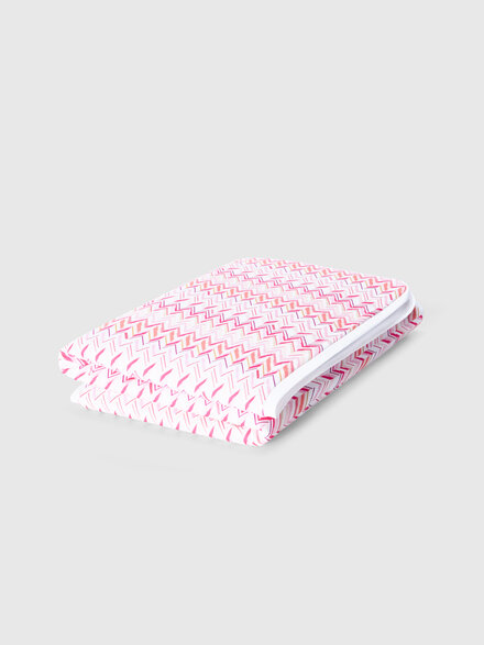 Pure cotton blanket with zig zag motif, White & Fuchsia - KS26SZ00BV00JIS30CM