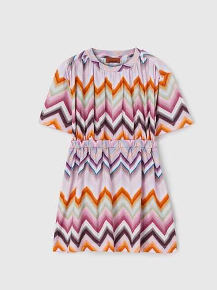 Stretch cotton jersey dress, Multicoloured  - KS26WG02BV00JRSM923
