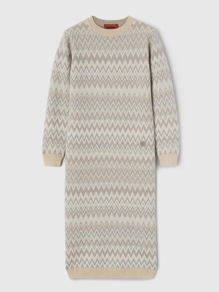 Wool dress, Beige& Silver - KS26WG03BV00JRSMSR2