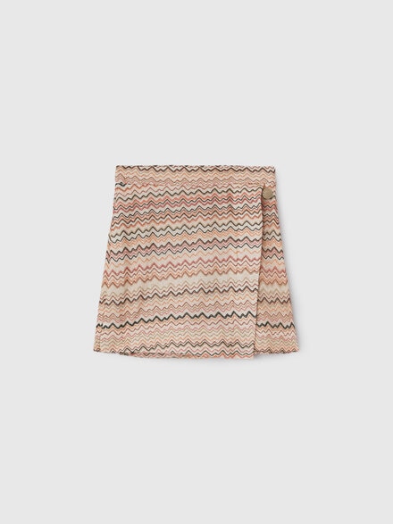 Viscose-blend lam&eacute; skirt, Beige & Multicoloured  - KS26WH02BV00JRS01CW