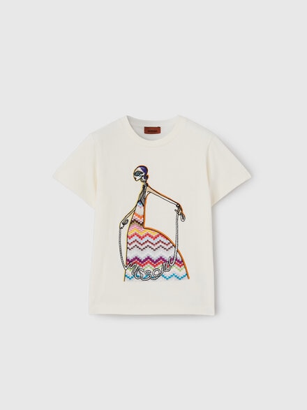 Short-sleeve cotton crewneck T-shirt, White  - KS26WL02BV00JRS01NN