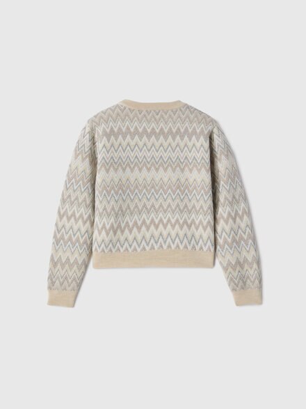 Wool crewneck sweater, Beige& Silver - KS26WN00BV00JRSMSR2