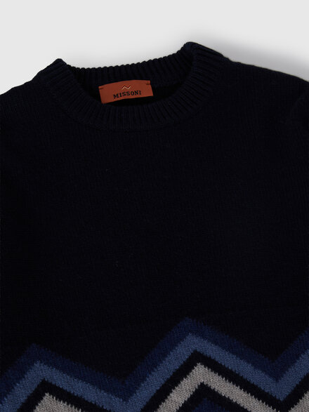 Wool-blend sweater with cashmere, Blue Multicoloured  - KS26WN03BV00JSSMSQY