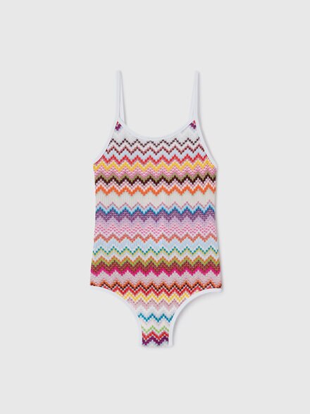 Viscose lam&eacute;-blend one-piece swimsuit, Multicoloured  - KS26WP05BV00JRSM923