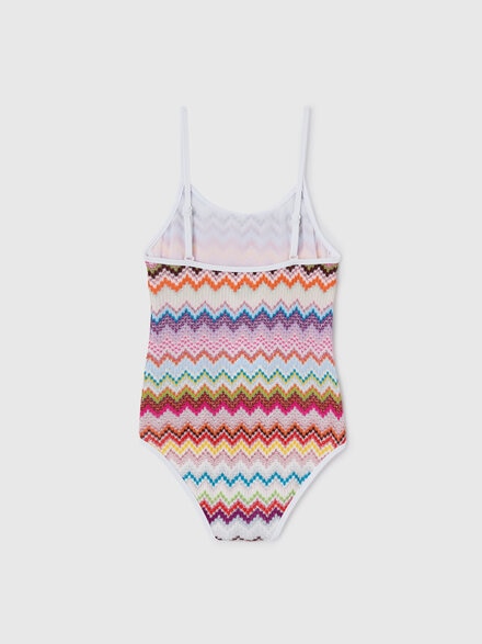 Viscose lam&eacute;-blend one-piece swimsuit, Multicoloured  - KS26WP05BV00JRSM923