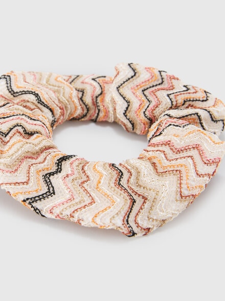 Viscose and nylon lam&eacute; scrunchie, Beige & Multicoloured  - KS26WS08BV00JRS01CW