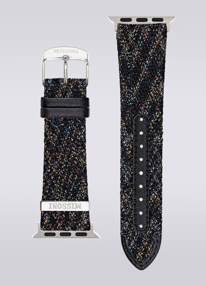 Missoni Fabric 22 mm Apple watch compatible strap, Black    - LS23W00ABV00ERS91JI
