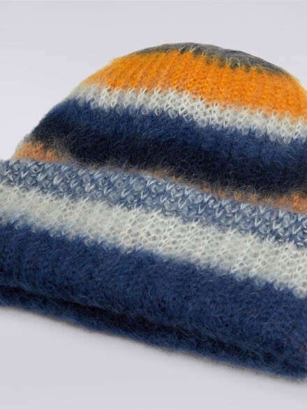 Striped mohair blend beanie, Multicoloured  - LS23WS16BV00EMSM67R