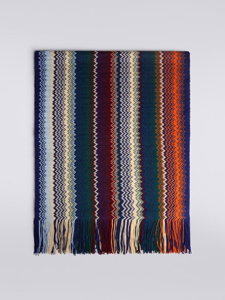 Mountain pattern wool blend scarf, Multicoloured  - LS23WS1FBV00EMSM67R