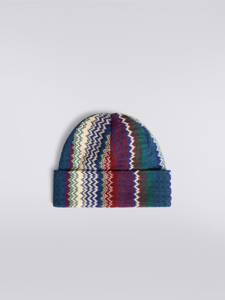 Bonnet en laine mélangée à zig-zag, Multicolore  - LS23WS1GBV00EMSM67R