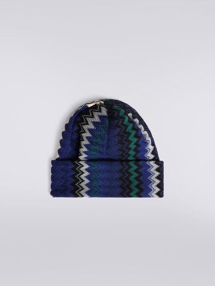 Bonnet en laine mélangée à zig-zag, Multicolore  - LS23WS1IBV00EMSM67R