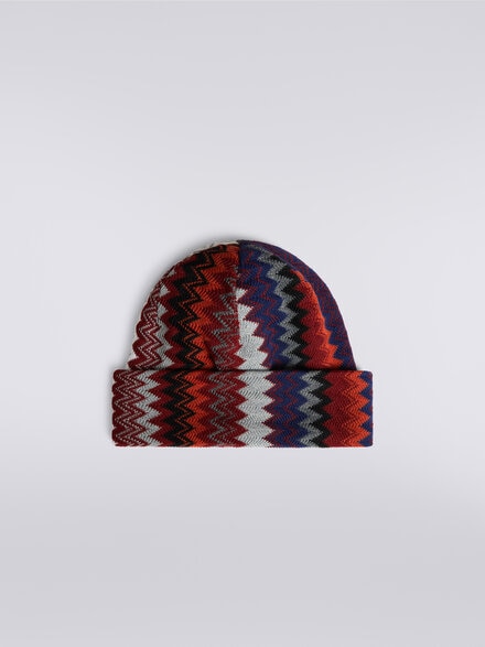 Bonnet en laine mélangée à zig-zag, Multicolore  - LS23WS1IBV00EMSM67U
