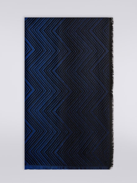 Wool chevron shawl with frayed edges, Multicoloured  - LS23WS1JBV00EMSM67R