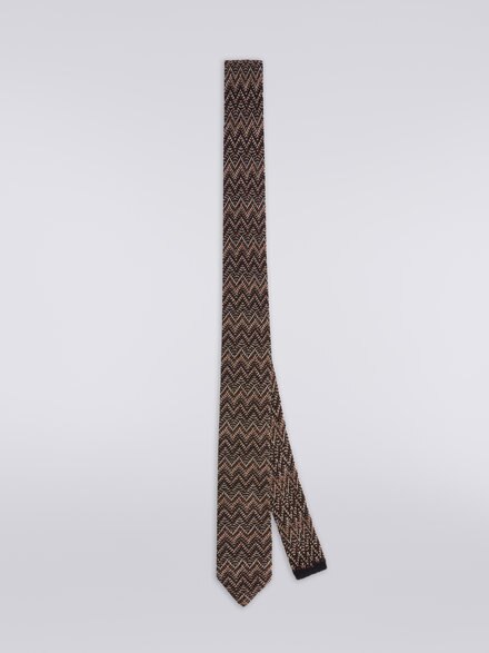 Wool and silk chevron tie, Multicoloured  - LS23WS1TBV00EMSM67S