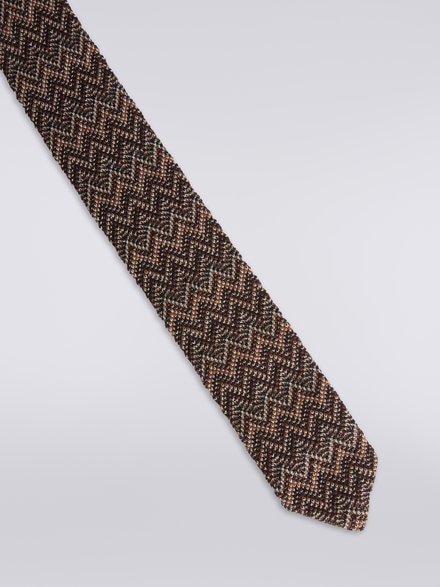Wool and silk chevron tie, Multicoloured  - LS23WS1TBV00EMSM67S
