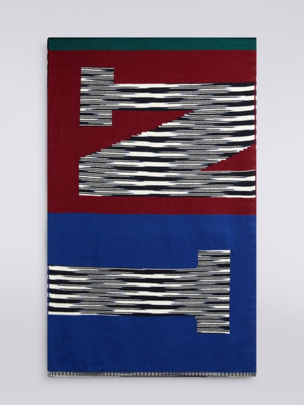 Écharpe de laine avec logo imprimé, Multicolore  - LS23WS1WBV00EMSM67R