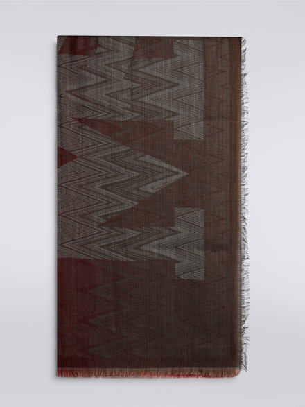 Wool blend chevron shawl with logo lettering, Multicoloured  - LS23WS27BV00ENSM67S