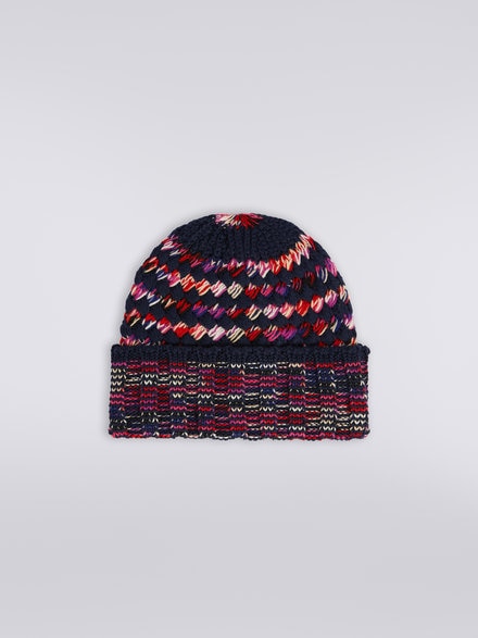 Multi-worked wool knit hat, Multicoloured  - LS23WS2GBV00ENSM67U