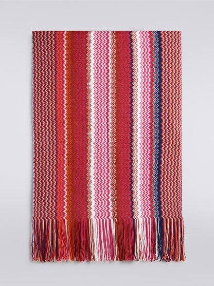Fringed wool blend zigzag scarf, Multicoloured  - LS23WS2KBV00ENSM67S