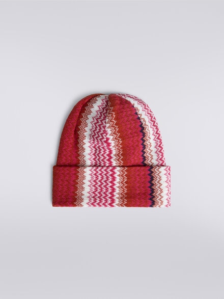 Wool blend hat with zigzag pattern, Multicoloured  - LS23WS2LBV00ENSM67S